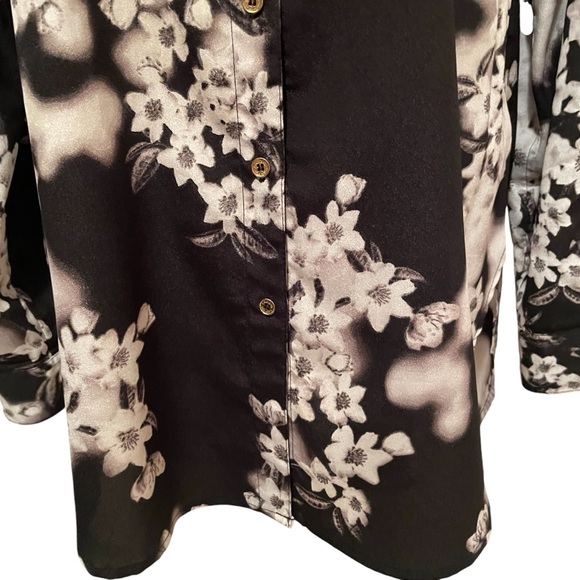 Calvin Klein Women’s Blouse long Sleeve Roll tab Floral Abstract Print Small - Picture 4 of 8
